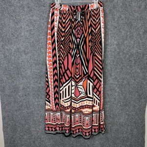 BooHoo Maxi Skirt Women 10 Wild Geometric Pattern Pull-on Elastic Waist